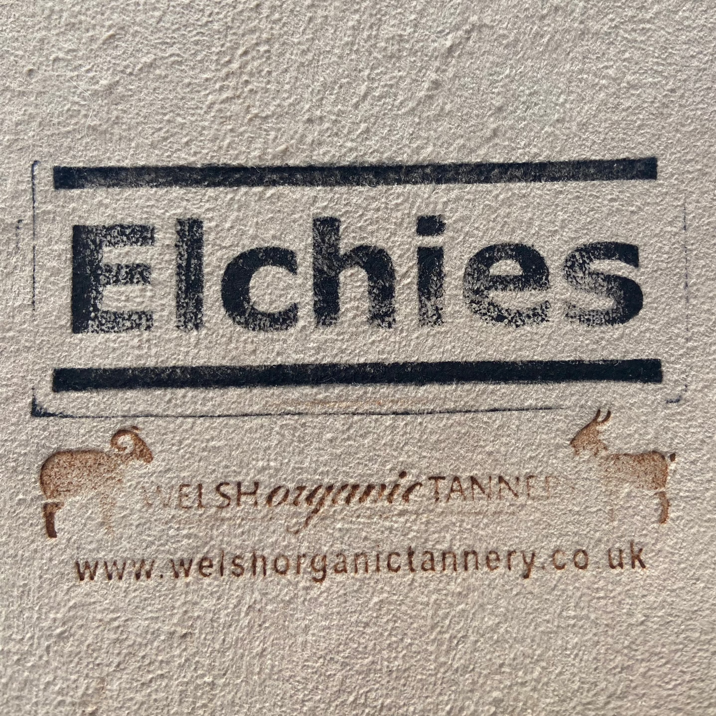 Elchies branded animal skin.